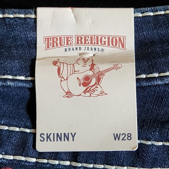 NWT True Religion Skinny Flap Naturaline Big T Dark Wash Jeans Size 28 - Picture 5 of 10